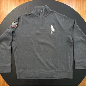 Polo Ralph Lauren Mens 1/4 Zip Pullover Gray Sweater XL 1933-34 Ski Patch Logo